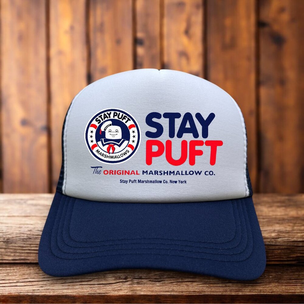 Ghostbusters Stay Puft Unisex Trucker Hat Navy Snapback Paranormal Monster Cap